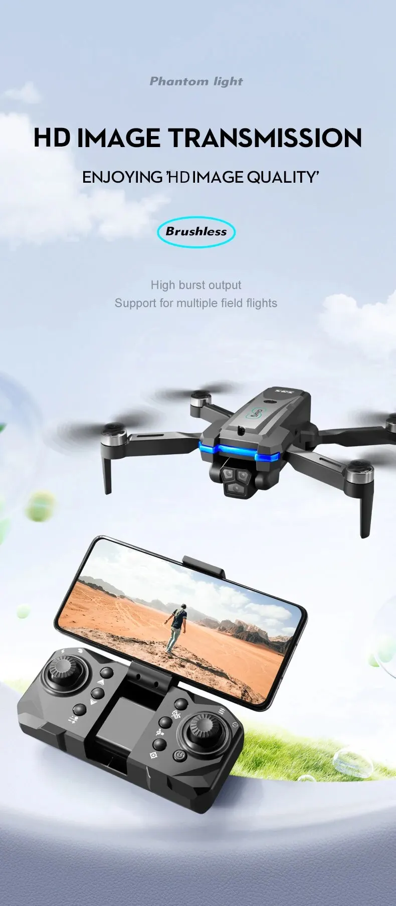 Sb276ec49378c49b9b763b8d29963a38cJ S8S GPS Drone 5G Wifi 8K HD Dual ESC Camera Optical Flow 360° Obstacle Avoidance Brushless Motor RC Foldable Quadcopter 9000M