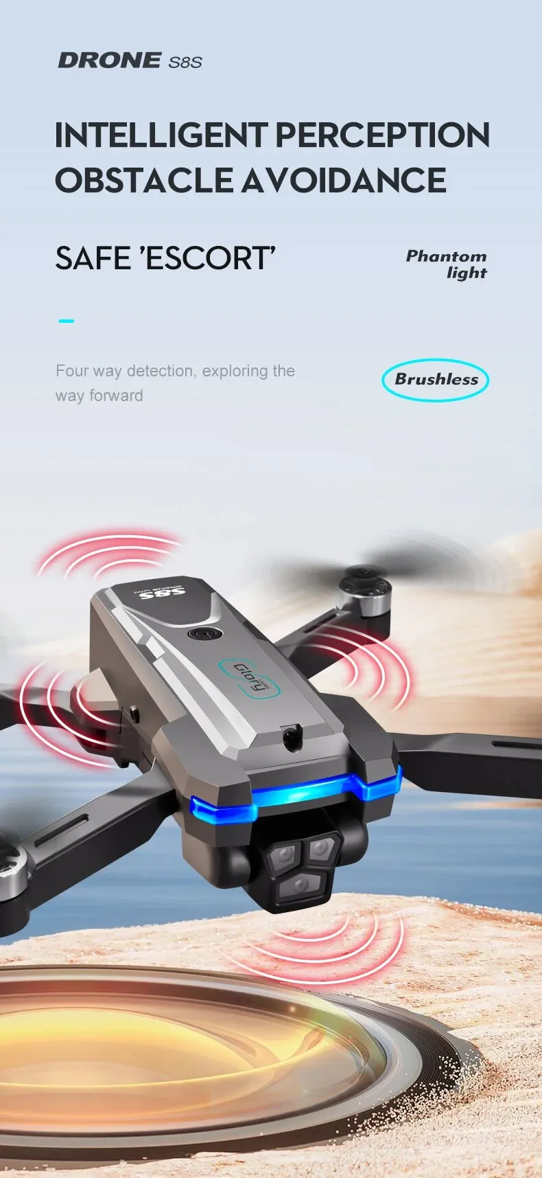 Sb65ed7cdbd2e489e88b3bde47341f40b7 S8S GPS Drone 5G Wifi 8K HD Dual ESC Camera Optical Flow 360° Obstacle Avoidance Brushless Motor RC Foldable Quadcopter 9000M