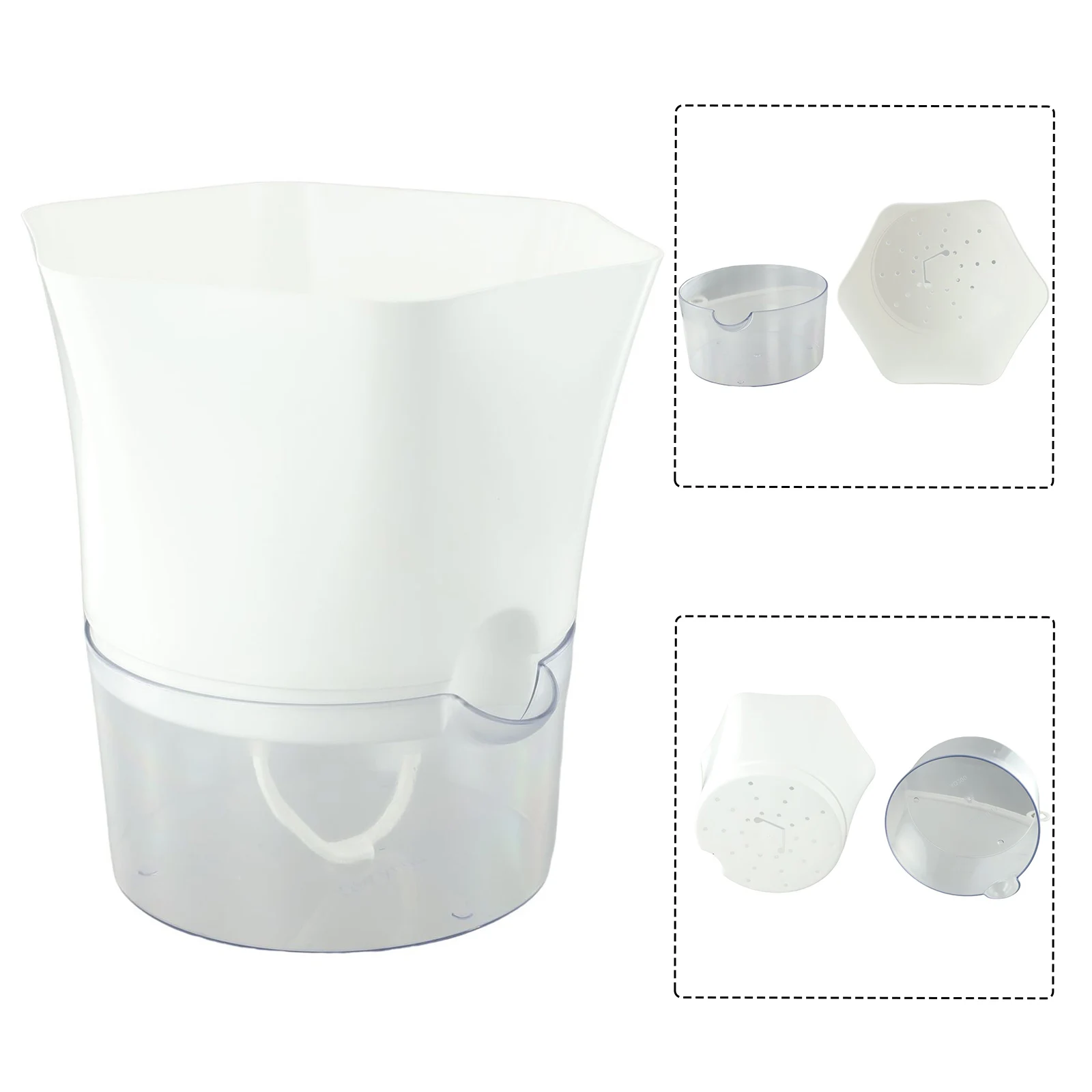 Sb6e72c32ee664296883f648e25902c49C Transparent Double Layer Plastic Flower Pot Hydroponic Home Vase Self Watering Flowerpot Cotton Rope Watering Small Plant Pot