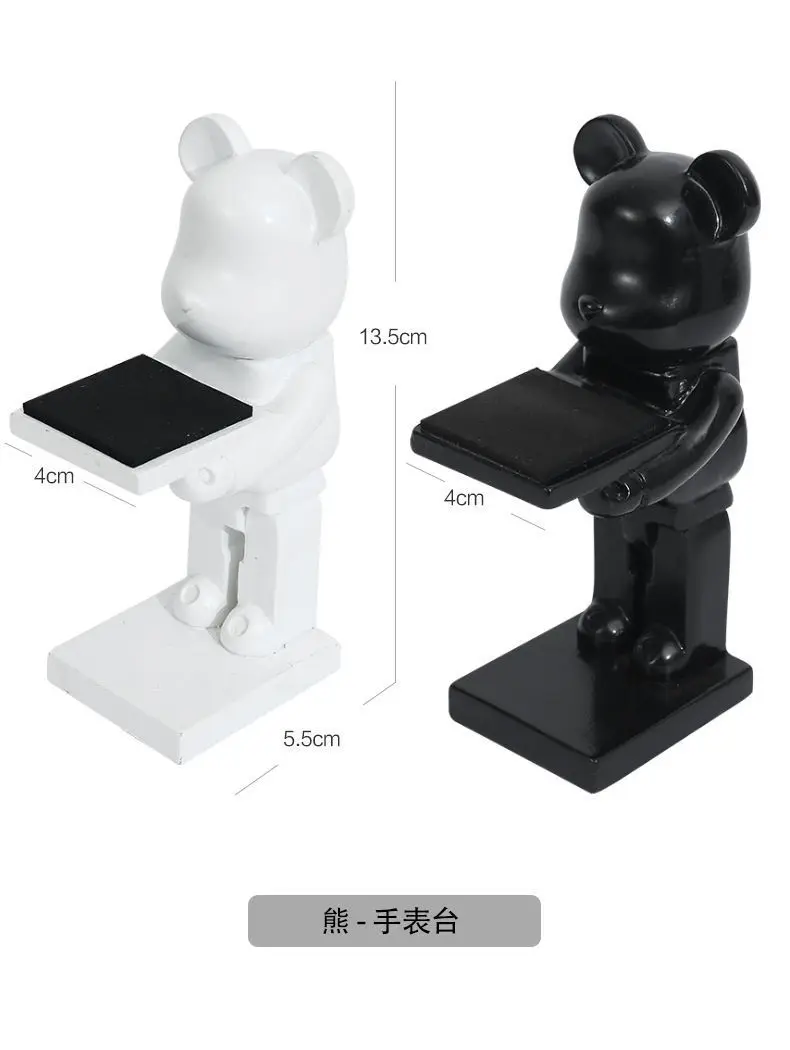 Sb84eeca0a6654b6e879c002d347f0d59v Trendy watch display stand, electroplating cartoon bear, animal resin ornaments, jewelry storage rack, celebration gifts.