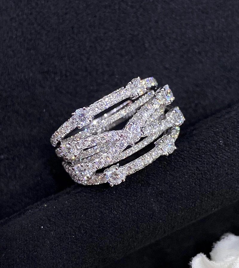 Sb858404874f247128740183cda81f13aA LUOWEND 18K White Gold Rings Creative Multi-Layer Cross Design Real Natural Diamond Ring for Women Senior Banquet High Jewelry