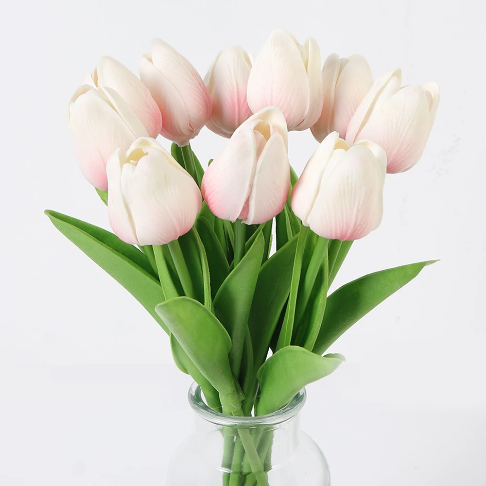 Sbabe0875bb6445439d0d1a45a4068a088 10Pcs Tulip Artificial Flowers Bouquet 29cm Real Touch PE Fake Flowers for Wedding Decoration Ceremony Decor Home Garden Decor