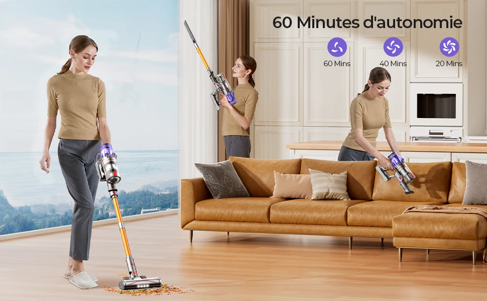 Sbed36aec87c84ddda18f4a30ab739ef2k Laresar 2024 NEW V7 500W 50KPA Suction Power Cordless Vacuum Cleaner Handheld smart Home appliance Removable Battery Dust Cup