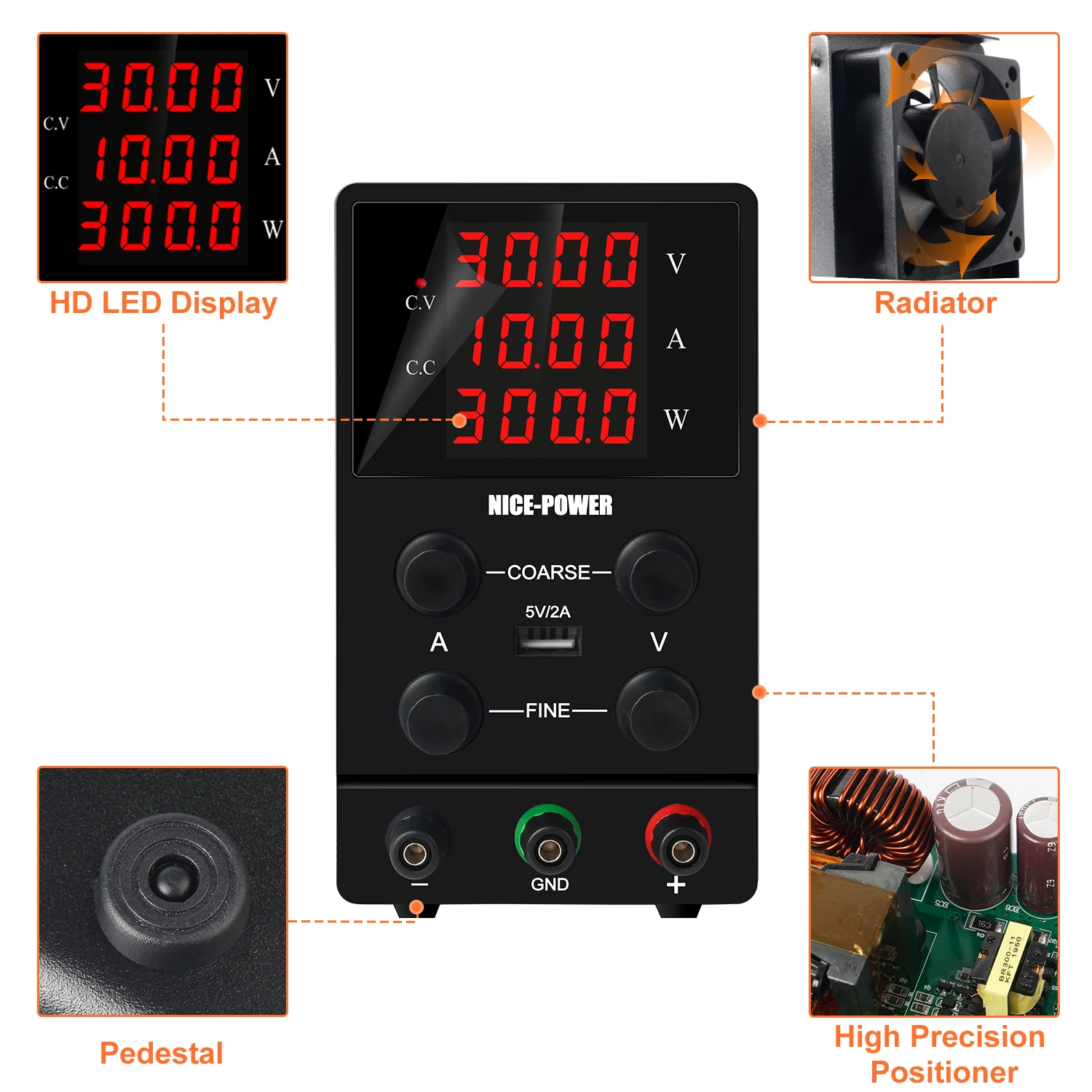 Sc0ee8e90962e4e988bd7c790d4949cc20 DC Power Supplies Adjustable Switching Voltage Regulator 30V10A/30V5A Laboratory Power Supply USB Interface LED Drone Charging