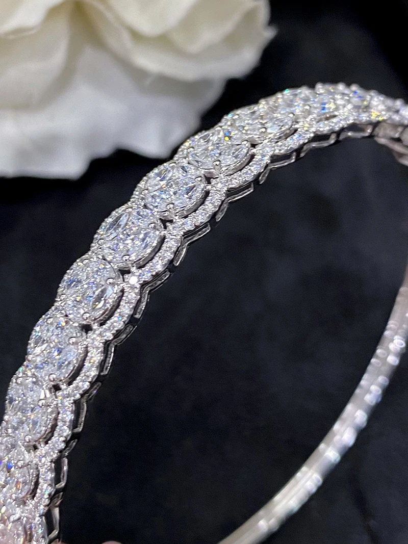Scdcb95cdad534da0b9b11f3fede5a8440 LUOWEND 100% 18K White Gold Bangle Luck Copper Coin Design 3.85carat Real Natural Diamond Bangle for Women High Party Jewelry