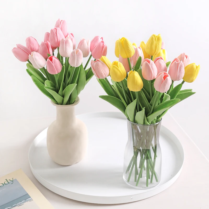 Scdec0c8a1f914d12b4efa09fbe41f6b44 10Pcs Tulip Artificial Flowers Bouquet 29cm Real Touch PE Fake Flowers for Wedding Decoration Ceremony Decor Home Garden Decor