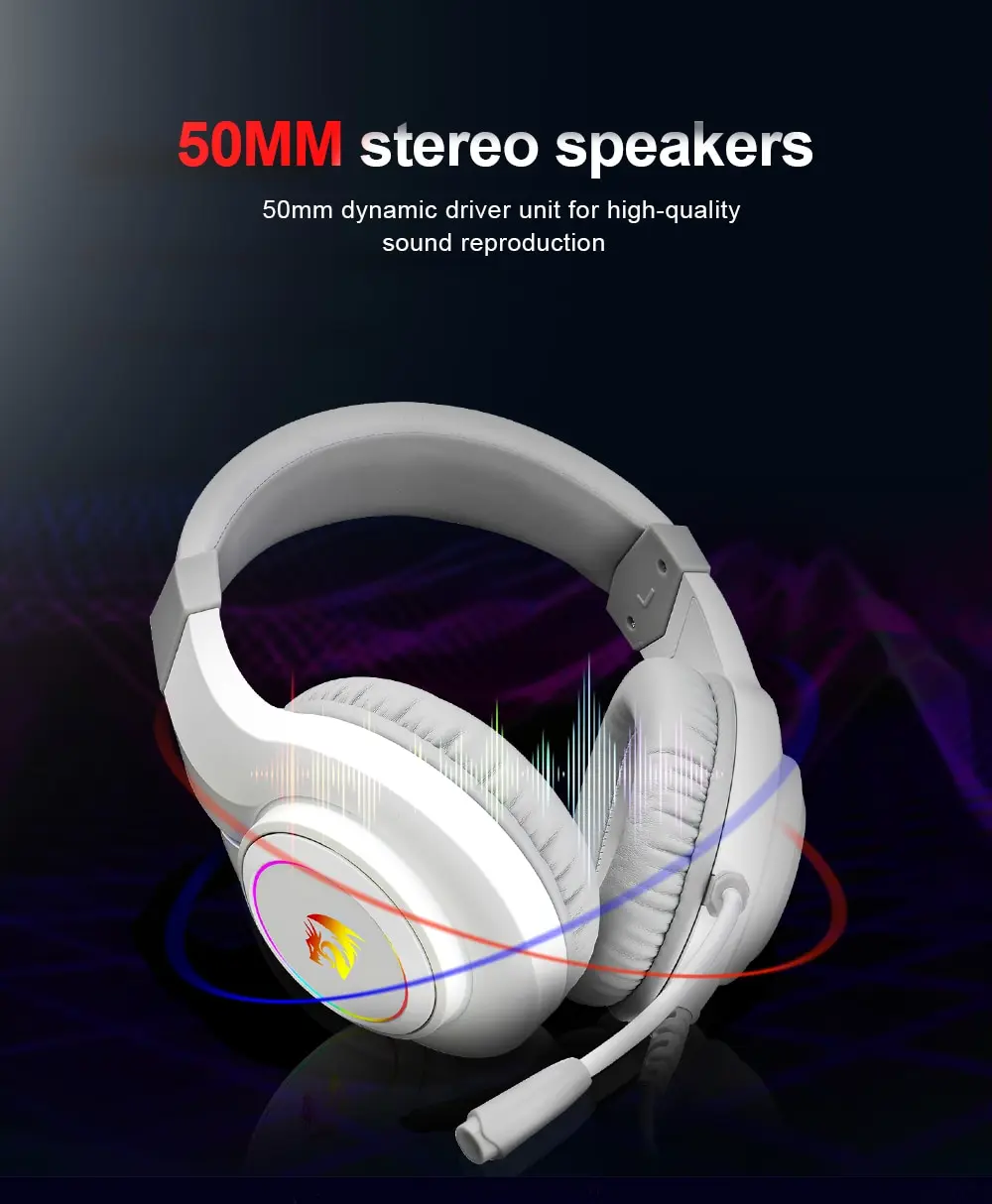 Scff16193e9c446b6a6d217eb57945cc6p REDRAGON HYLAS H260 RGB Gaming Headphone,3.5mm Surround Sound Computer PC Headset Earphones Microphone for PS4 Switch Xbox-one