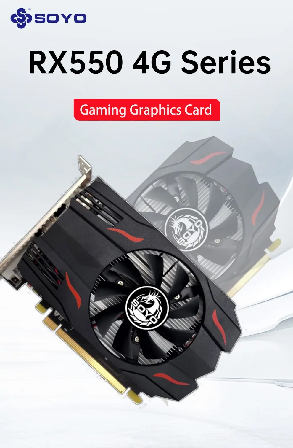 Sd683f2168ceb452199636d78638325425 SOYO Graphics Card AMD GPU Radeon RX 550 4G GDDR5 128Bit 14nm Computer PC RX550 PCI-E 3.0 Gaming Video Cards Full New