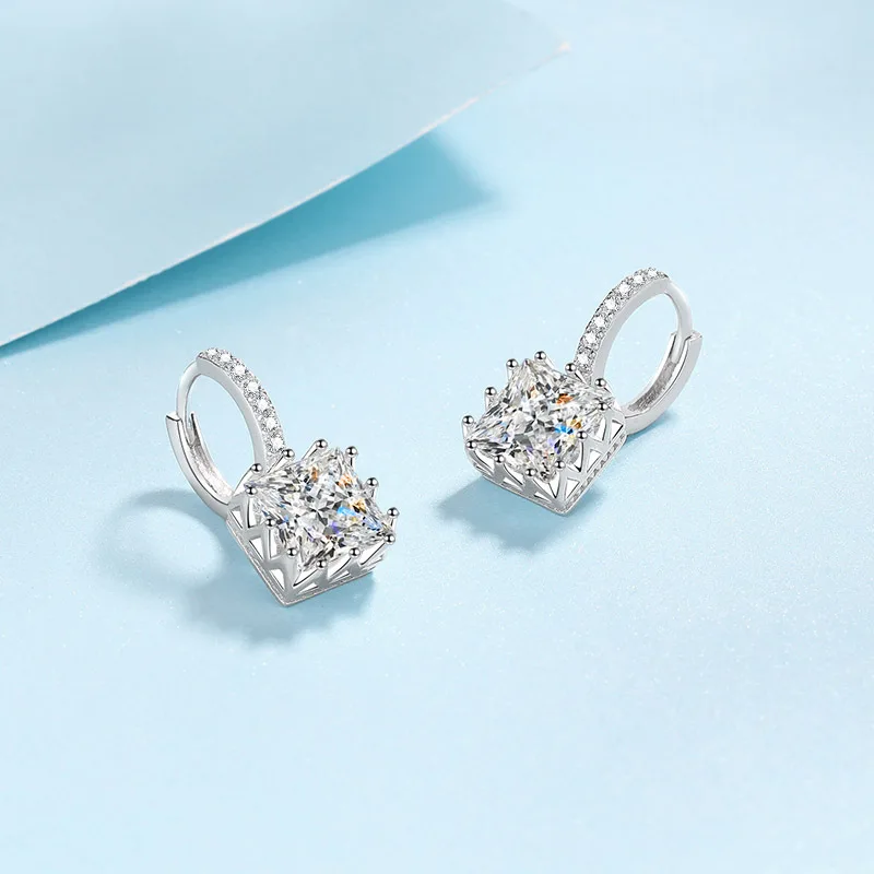 Sd76c3ba7256a4ec6b15757bae096f9f7l Temperament Platinum PT950 women's princess square 1/2/4ct Moissanite Diamond brilliant drop earrings fine jewelry ladys gift