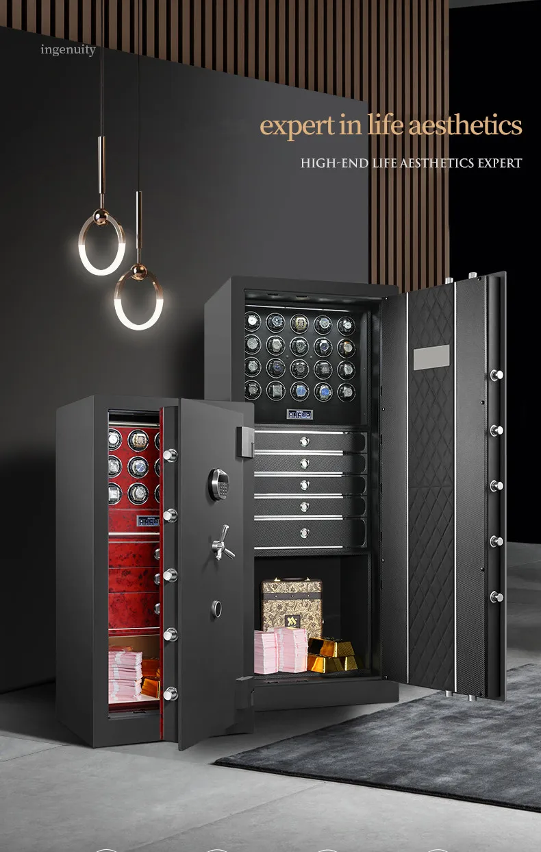 Sdee8d1b019a440e7b432f16e31b35971v Embers Jewelry Ring Watch Necklace Bracelet Cash Safe Box Storage Cabinet Fireproof Anti Theft Fingerprint Unlock Custom Logo