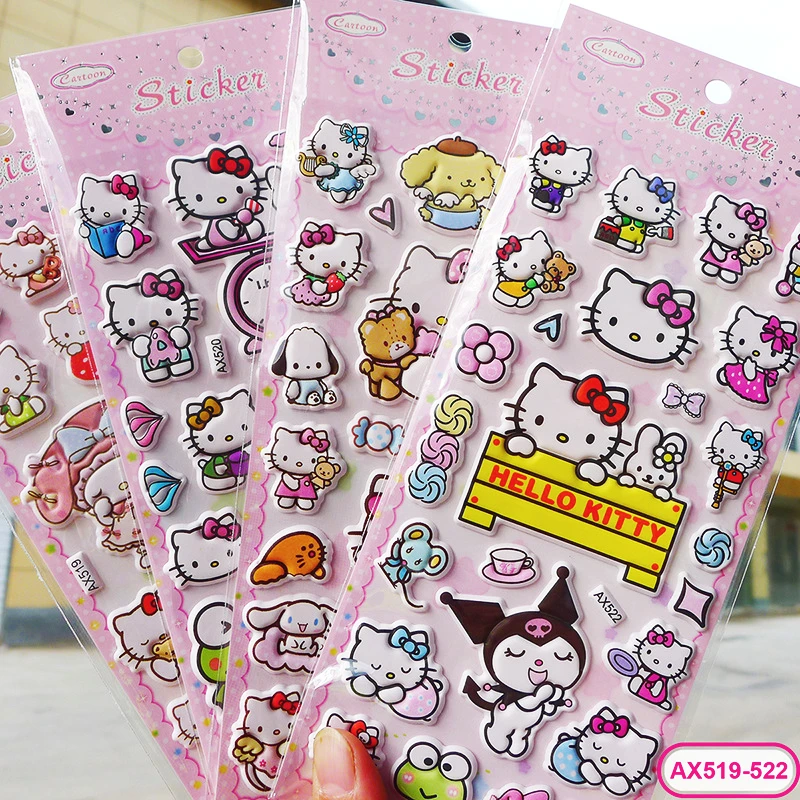 Se1fd488b76e843cbb48156ddaa31953ck Sanrio 3D Cartoon Cloud Sense Foam Stickers Kt Cat Kulomi Melody Yugui Dog Cartoon Cute Stickers Decorative Toys