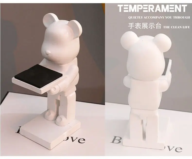Se532de2d4ba5490fb548f2376ba7e5d3f Trendy watch display stand, electroplating cartoon bear, animal resin ornaments, jewelry storage rack, celebration gifts.