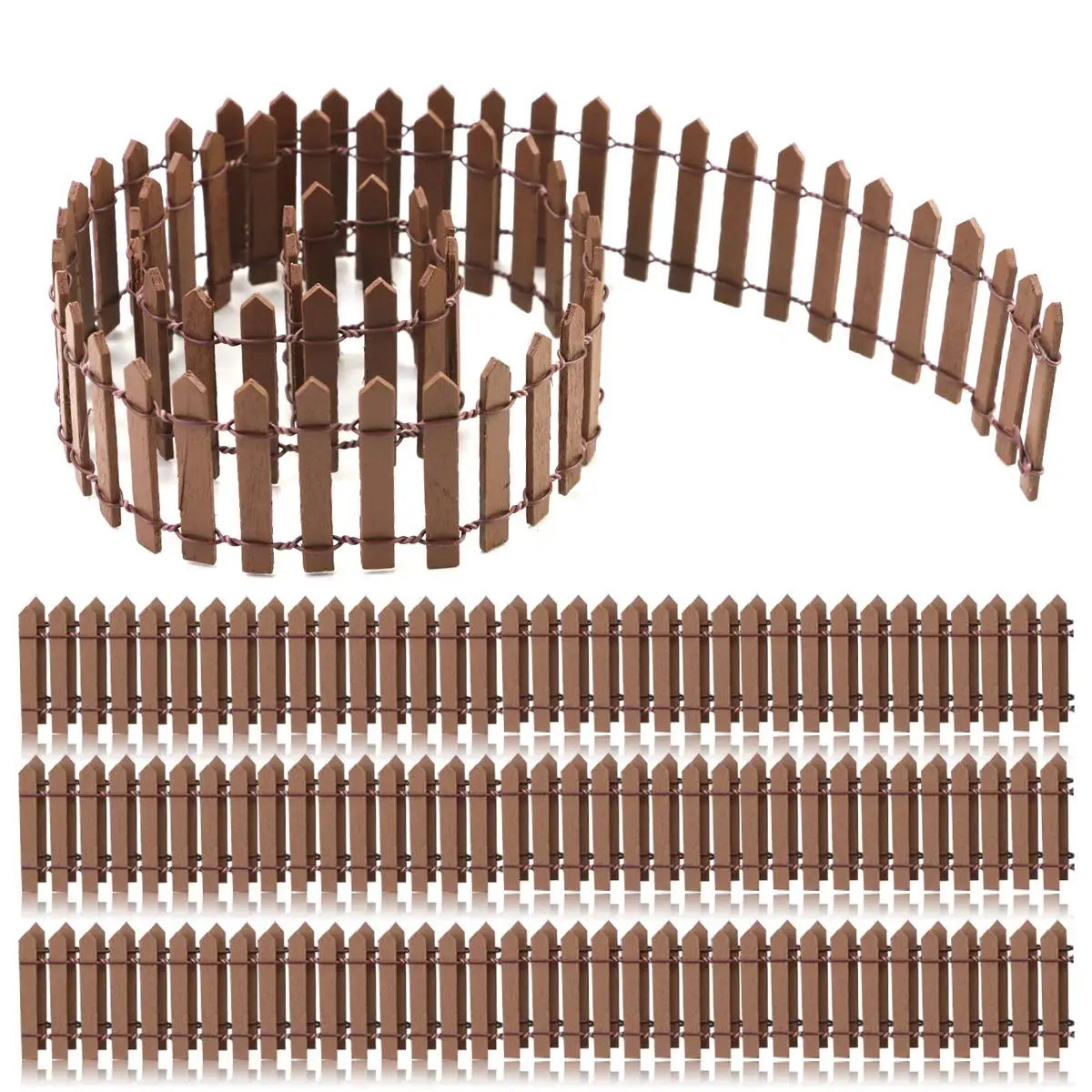 Se672f86f5b4b4f3f9b76a0c1a202e1b0S Fairy Garden Fence 90 x 5cm Mini Wooden Fence Miniature DIY Fairy Garden Accessories Wood Barrier Dollhouse Home Craft Decor