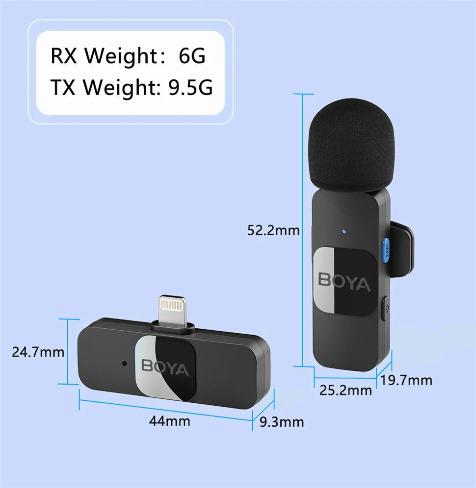 Se695508351814e4fb4839b070f00c471A BOYA BY-V Wireless Lavalier Lapel Microphone for iPhone Android Cell Phone PC Computer Laptop Youtube Recording Streaming Vlog