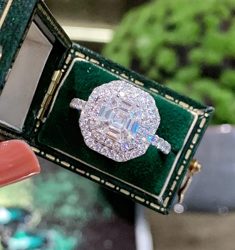 Se9b33decaef04b00a428095afd607446R LUOWEND 18K White Gold Fine Natural Diamonds 0.55carat Jewelry Classic Style Rings for Women Engagement Party
