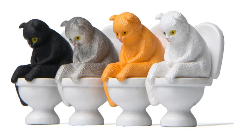 Secd0596b274b4691bc438b6dc31b0de8E Cat on Toilet Resin Home Decoration Action Figure Dollhouse Landscape Accessories Fairy Garden Miniatures Desktop Model Ornament