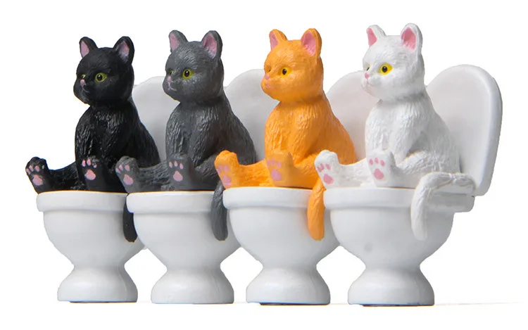Sede2390cbd6a4071aee72324611a5fd62 Cat on Toilet Resin Home Decoration Action Figure Dollhouse Landscape Accessories Fairy Garden Miniatures Desktop Model Ornament