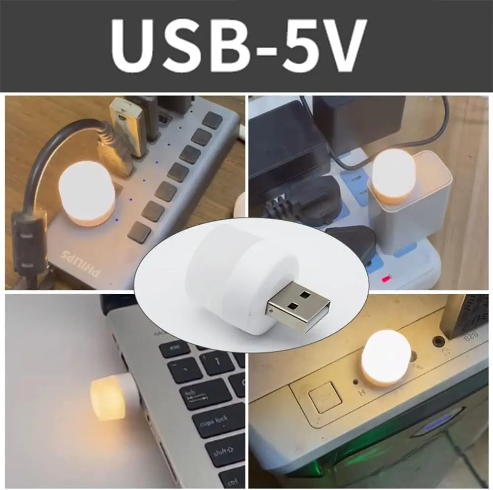 Seff3ac1f831c43ac8b13163464c8895c9 20/1Pcs USB Night Light Mini Bulb Warm White Eye Protection Book Reading Lights Computer Mobile Power Charging Night Lamp Bulbs