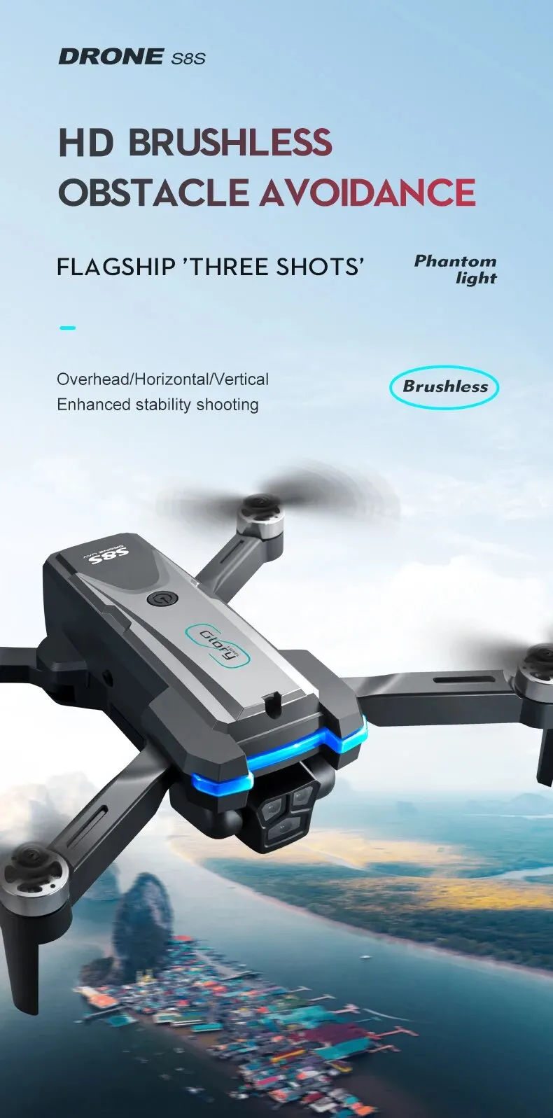 Sf1a6b65963ec4e5ba713a4980a981653O S8S GPS Drone 5G Wifi 8K HD Dual ESC Camera Optical Flow 360° Obstacle Avoidance Brushless Motor RC Foldable Quadcopter 9000M