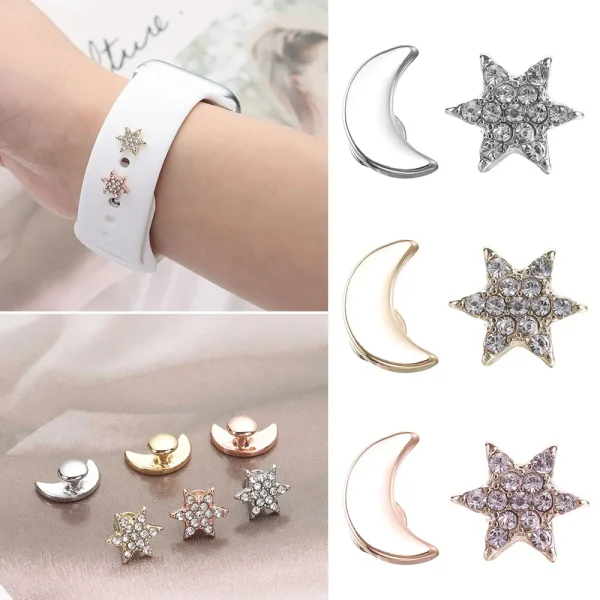 Silicone Strap Jewelry Charms for iWatch series 7 6 5 3 se/Galaxy watch 4/Classic Bracelet Metal decoration for Apple watch Band - Image 3