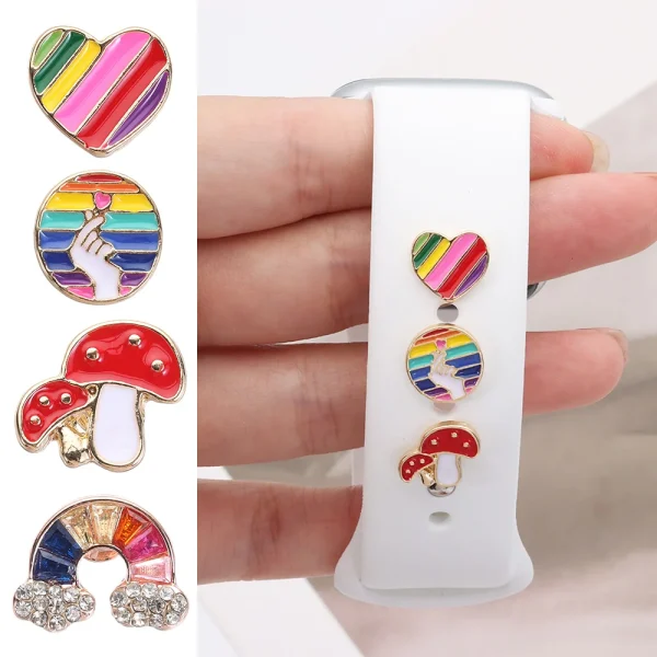 Silicone Strap Jewelry Charms for iWatch series 7 6 5 3 se/Galaxy watch 4/Classic Bracelet Metal decoration for Apple watch Band - Image 4