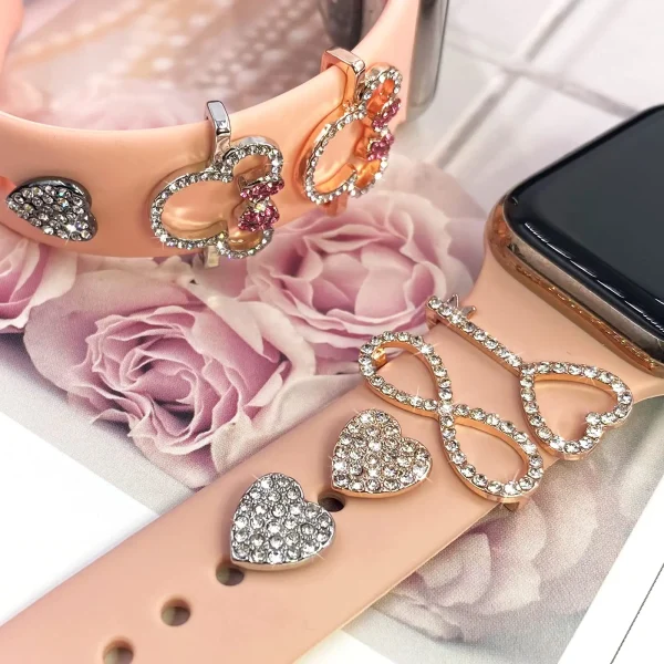 Silicone Strap Jewelry Charms for iWatch series 7 6 5 3 se/Galaxy watch 4/Classic Bracelet Metal decoration for Apple watch Band - Image 5
