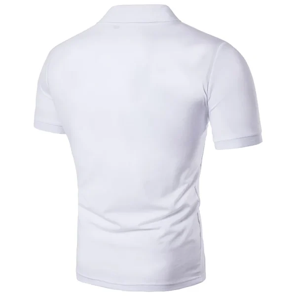 Solid Color Men's Polo Casual Short Sleeve Lapel Shirt Fashion Street T-Shirt - Image 2