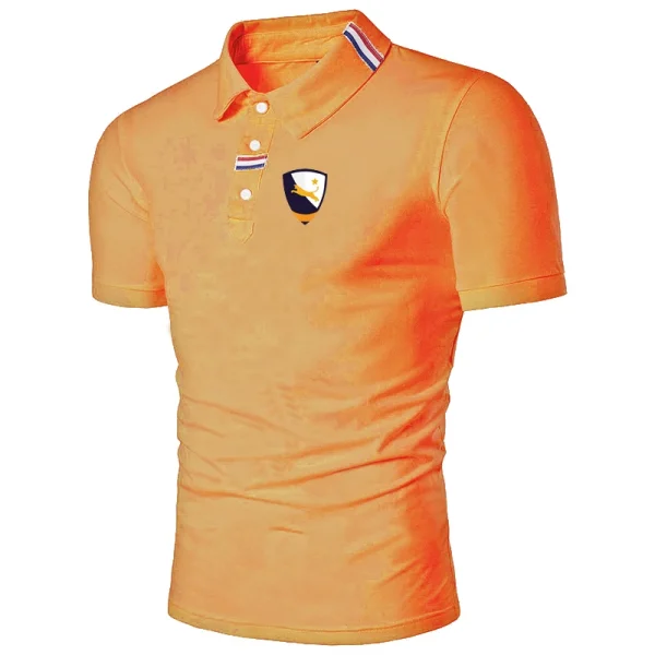 Solid Color Men's Polo Casual Short Sleeve Lapel Shirt Fashion Street T-Shirt - Image 6