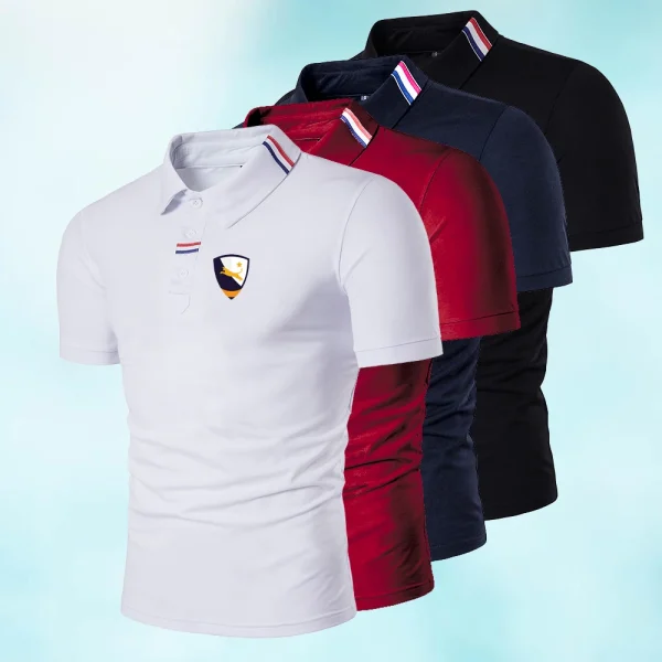 Solid Color Men's Polo Casual Short Sleeve Lapel Shirt Fashion Street T-Shirt