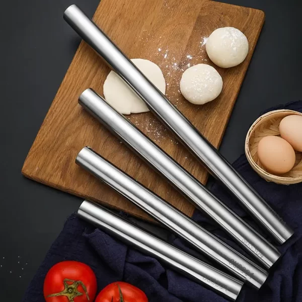 Solid Heart 304 Stainless Steel Rolling Pin Cake Roller Dough Bakeware Rolling Pin Pizza Noodles Making Non-stick Rolling Pin
