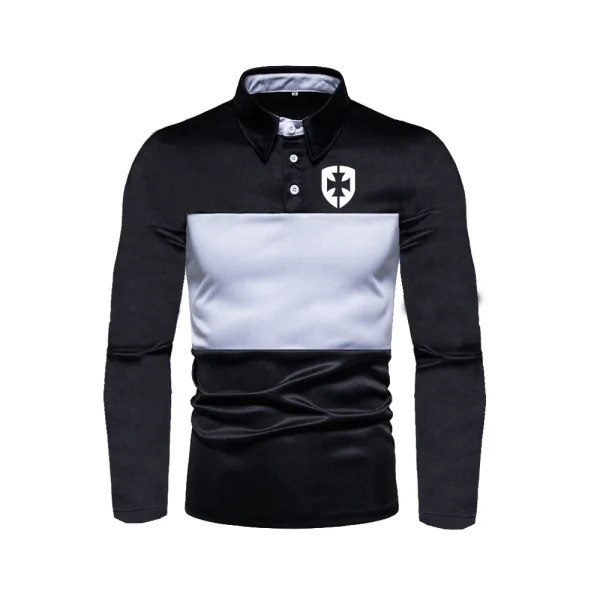 Spring Autumn Men's Polo Shirts Long Sleeve Business Casual Tops Lapel Pullover T-Shirts - Image 3