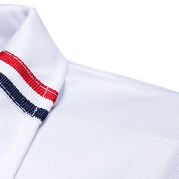 Spring men's long sleeved shirt, fashionable printed men's polo shirt with collar - Image 6