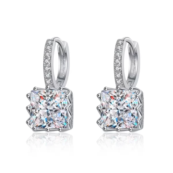 Temperament Platinum PT950 women's princess square 1/2/4ct Moissanite Diamond brilliant drop earrings fine jewelry ladys gift - Image 5