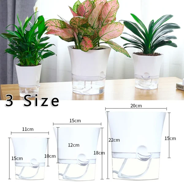 Transparent Double Layer Plastic Flower Pot Hydroponic Home Vase Self Watering Flowerpot Cotton Rope Watering Small Plant Pot - Image 6
