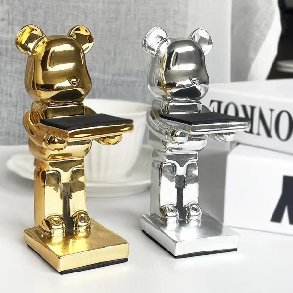 Trendy watch display stand, electroplating cartoon bear, animal resin ornaments, jewelry storage rack, celebration gifts. - Image 2