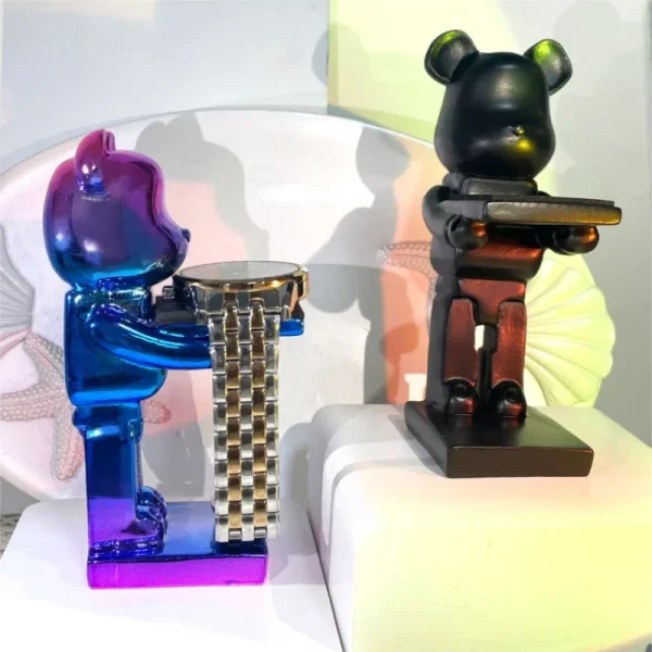 Trendy watch display stand, electroplating cartoon bear, animal resin ornaments, jewelry storage rack, celebration gifts. - Image 3