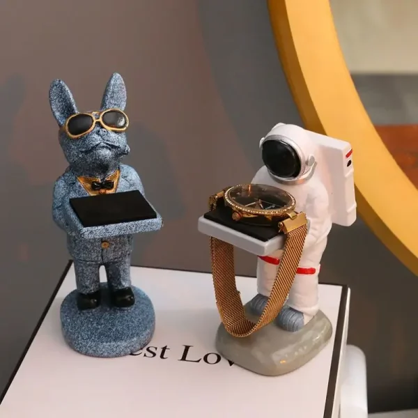 Trendy watch display stand, electroplating cartoon bear, animal resin ornaments, jewelry storage rack, celebration gifts. - Image 5