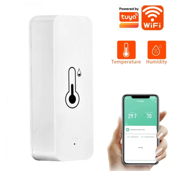 Tuya Smart Temperature And Humidity Sensor WiFi APP Remote Monitor For Smart Home Work With Alexa Google Real Time Monitoring
