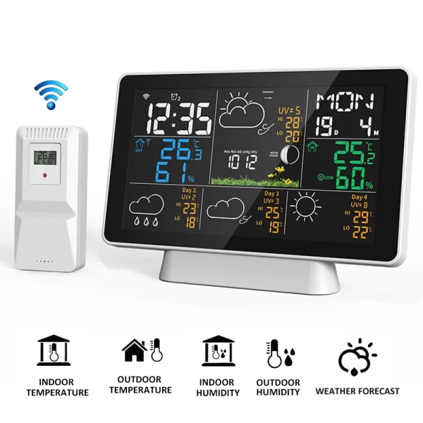 Tuya WIFI LCD Weather Station Wireless Digital Thermometer Electric Indoor/Outdoor Thermometer Hygrometer with Wireless Sensor