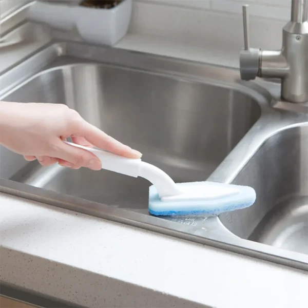 Universal Kitchen Bathroom Long Handle Multifunctional Triangular Sponge Brush decoración y accesorios de mesa home appliance - Image 3