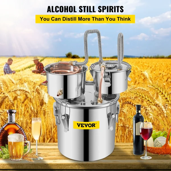 VEVOR 12L 20L 30L 50L Alcohol Brewing Distiller DIY Moonshine Apparatus Stainless Steel Still Whisky Beer Brandy Home Appliance - Image 2