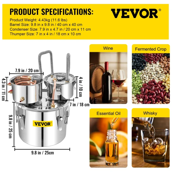 VEVOR 12L 20L 30L 50L Alcohol Brewing Distiller DIY Moonshine Apparatus Stainless Steel Still Whisky Beer Brandy Home Appliance - Image 6
