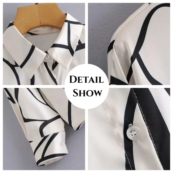 Women's Shirt Blouse Color Block Yellow Pink Blue Print Button Long Sleeve Casual Fashion Shirt Collar Fit Spring & Fall Tops - Image 5