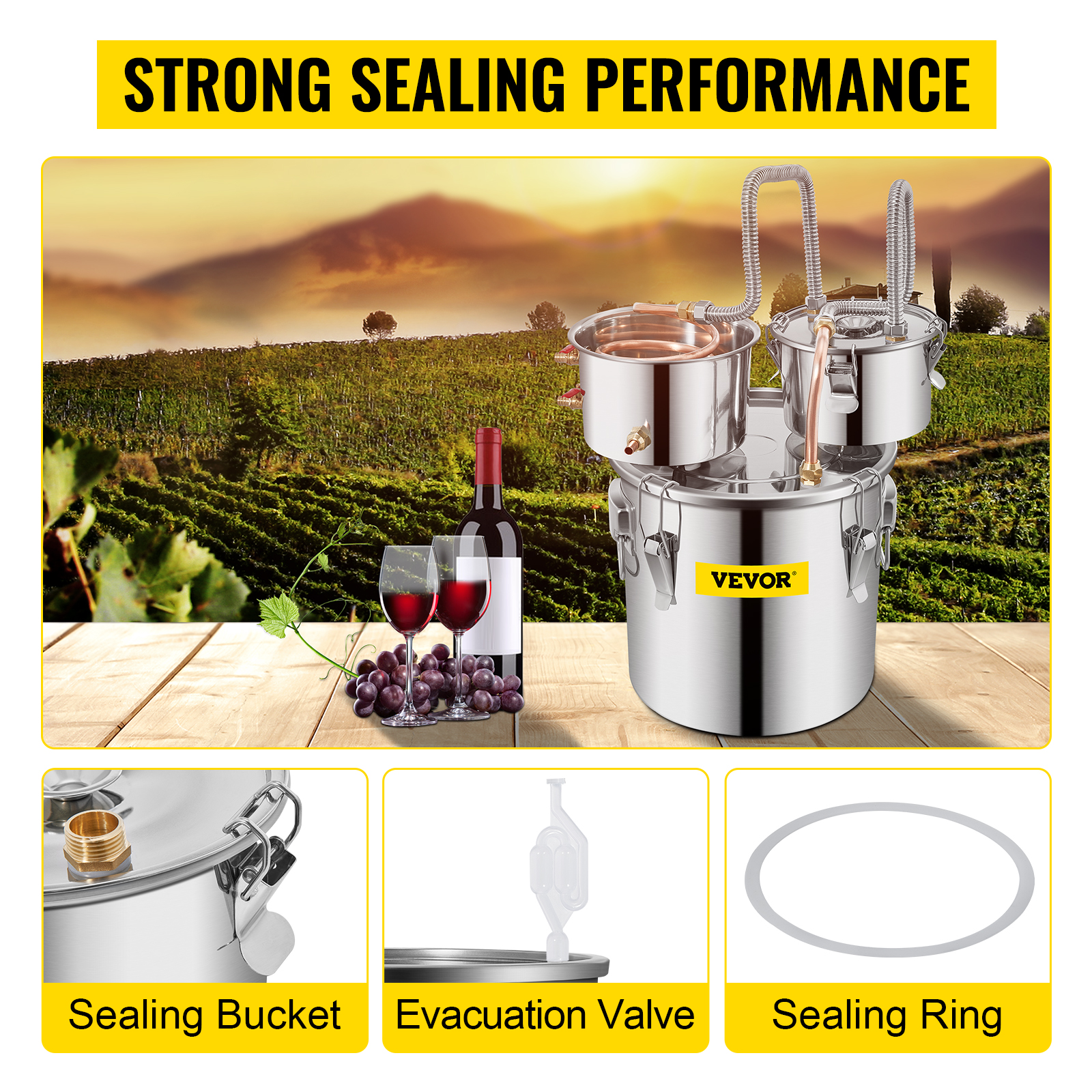 VEVOR 12L 20L 30L 50L Alcohol Brewing Distiller DIY Moonshine Apparatus Stainless Steel Still Whisky Beer Brandy Home Appliance 14 moonshine still m100 5 1 VEVOR 12L 20L 30L 50L Alcohol Brewing Distiller DIY Moonshine Apparatus Stainless Steel Still Whisky Beer Brandy Home Appliance